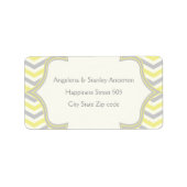 Modern geel grijs chevron zigzag bruiloft label (Voorkant)