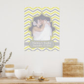 Modern geel grijs chevron zigzag bruiloft poster (Keuken)