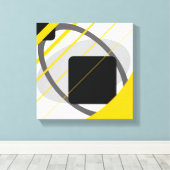 Modern geel grijs zwart van wit verpakt canvas afdruk (Insitu (Houten vloer))