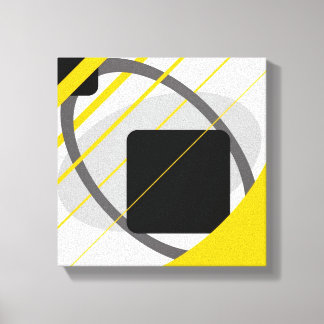 Modern geel grijs zwart van wit verpakt canvas afdruk