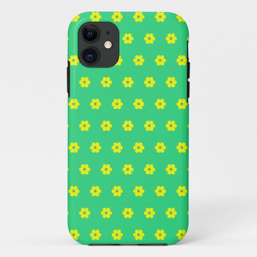 Modern geel groen bloemen monogram Case-Mate iPhone case (Achterkant)