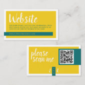 Modern geel groen met QR code bruiloft website Informatiekaartje (Voorkant / Achterkant)