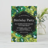 Modern Geel Groene Edelstenen Verjaardagsfeest Kaart (Staand voorkant)