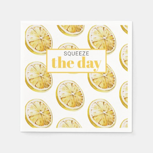 Modern geel lemonpatroon en knijp de dag in servet (Voorkant)
