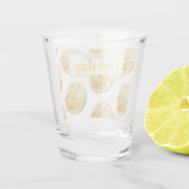 Modern geel lemonpatroon en knijp de dag in shot glas (Achterkant)