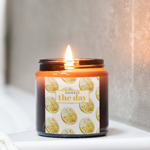 Modern geel lemonpatroon en knijp de dag in vierkante sticker