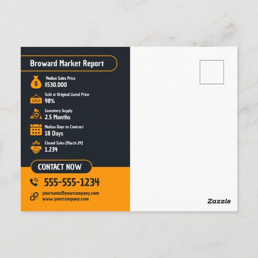 Modern Geel net verkocht makelaar Realtor Briefkaart (Achterkant)