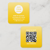 Modern geel Ombre Gradient Custom Logo QR Code Vierkante Visitekaartje (Voorkant / Achterkant)