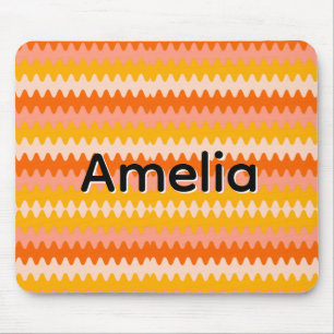Modern Geel, Oranje & Wit Zig Zag Patroon Muismat