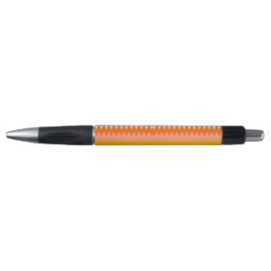 Modern Geel, Oranje & Wit Zig Zag Patroon Pen