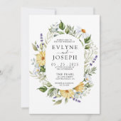Modern geel & Paarse Boho Floral Bright Wedding Kaart (Voorkant)