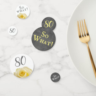Modern Geel Rose Krijtbord 80e Verjaardag Bloemen Confetti