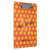 Modern  geel sinaasappel bloemen monogram klembord (Rechts)