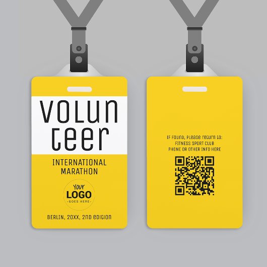 Modern Geel Vrijwilliger ID Logo QR Code Badge