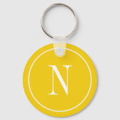 Modern geel & wit monogram sleutelhanger (Voorkant)