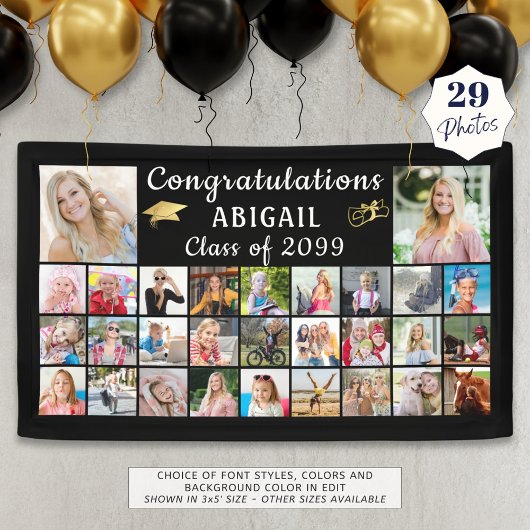 Modern Gefeliciteerd Afstuderen 29 Foto Collage Spandoek