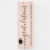 Modern gefeliciteerd script pet topper roze spandoek (Verticaal)