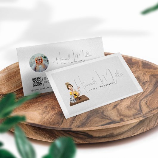 Modern geïllustreerde podcast-foto QR-code Visitekaartje