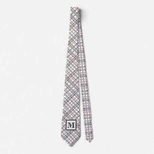 Modern {gelegd Zilver Grijs Rood Monogram Geschenk Stropdas