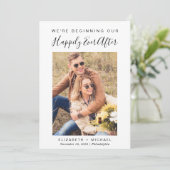 Modern gelukkig ooit na foto save the date (Staand voorkant)