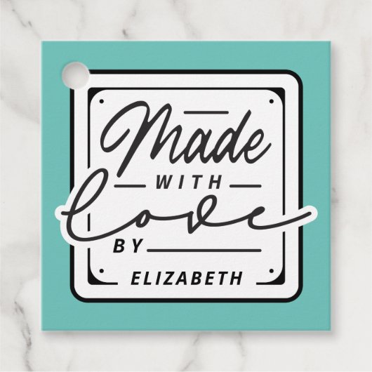 Modern gemaakt met Love Square Label Labels (Voorkant)