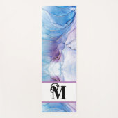 Modern gemarmerd blauw alcohol inkt monogram yogamat (Voorkant)