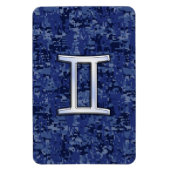 Modern Gemini Zodiac Sign Navy Blue Digital Camo Magneet (Verticaal)