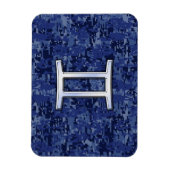 Modern Gemini Zodiac Sign Navy Blue Digital Camo Magneet (Verticaal)