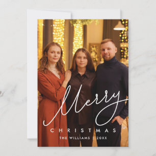 Modern Gentle Script, Prettig Kerstmis Familie Fot Feestdagenkaart