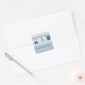 Modern Gentleman Baby Shower Vierkante Sticker (Envelop)