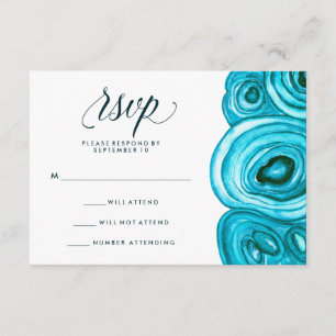 Modern Geode Wedding   Blauwe RSVP Kaartje
