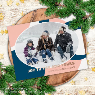 Modern Geometric Abstract Art Pattern Roos Gold Folie Feestdagen Briefkaart