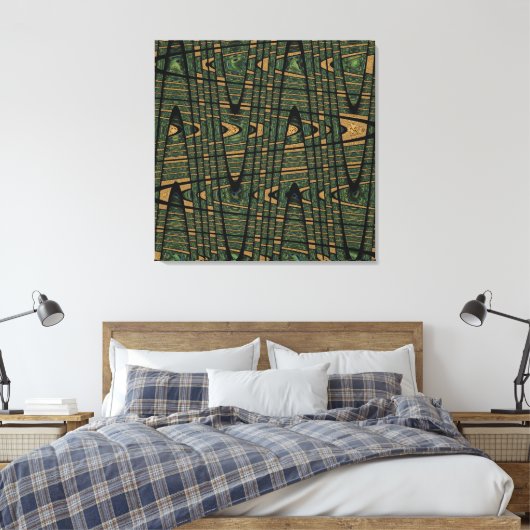 Modern Geometric Abstract Blue Green Peacock Canvas Afdruk (Insitu (Slaapkamer))