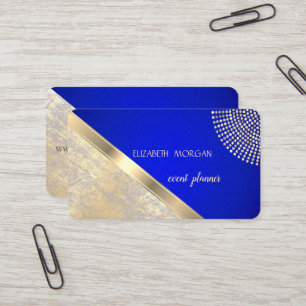 Modern Geometric, Abstract Faux Gold Royal Blue Visitekaartje
