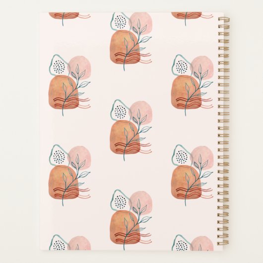 Modern Geometric Abstract Leaf Foliage w Name Planner (Achterkant)