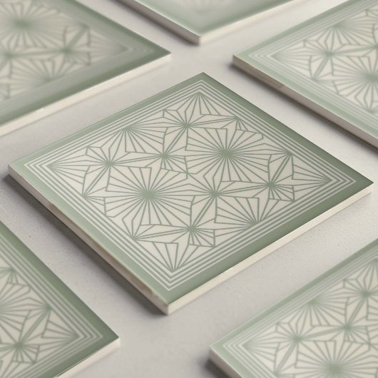 Modern Geometric Abstract Pat#22 Green ID1192 Tegeltje