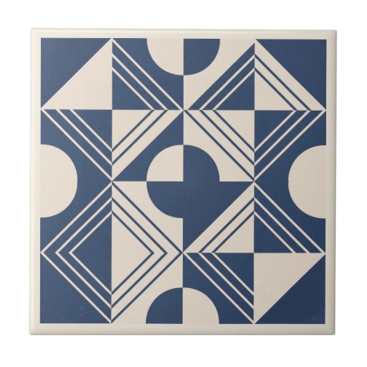 Modern Geometric Abstract Pat#5 Navy ID1192 Tegeltje (Voorkant)