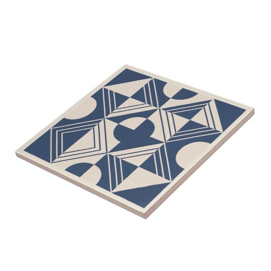 Modern Geometric Abstract Pat#5 Navy ID1192 Tegeltje (Zijkant)