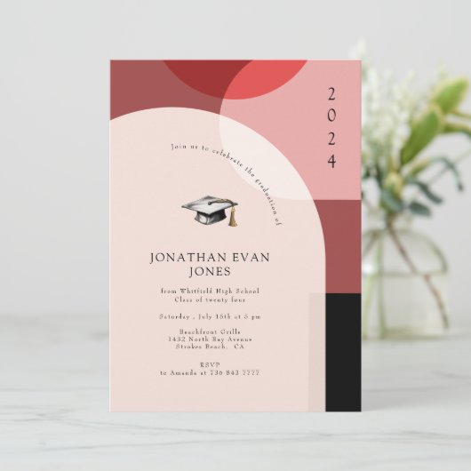 Modern Geometric Arch Custom Photo Afstuderen Kaart (Staand voorkant)