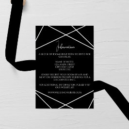 Modern Geometric Black and White Wedding Informatiekaartje