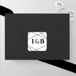 Modern Geometric Black and White Wedding Vierkante Sticker