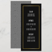 Modern Geometric Black en White Diamond Pattern Menu (Voorkant / Achterkant)