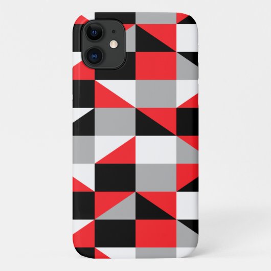 Modern Geometric Black Red Grey Pattern Case-Mate iPhone Case (Achterkant)