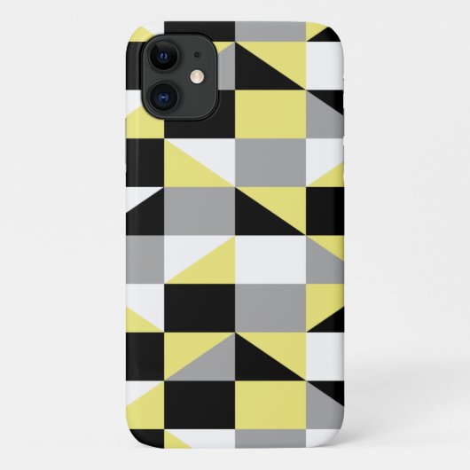 Modern Geometric Black Yellow Grey Pattern Case-Mate iPhone Case (Achterkant)