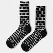 Modern Geometric Block Pattern Black and White Sokken (Links)