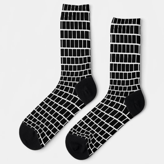 Modern Geometric Block Pattern Black and White Sokken (Links)