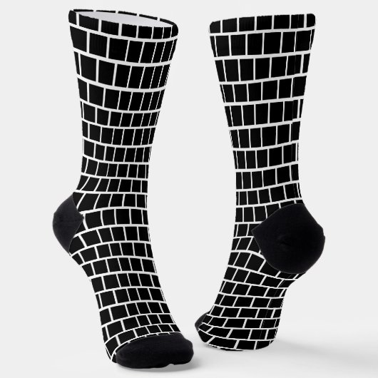 Modern Geometric Block Pattern Black and White Sokken (Gebogen)