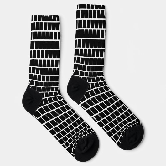 Modern Geometric Block Pattern Black and White Sokken (Rechts)