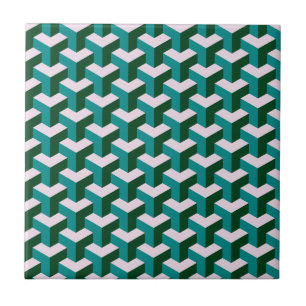 Modern Geometric Blue Blocks Patroon Tegeltje
