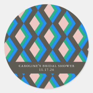 Modern Geometric Blue Green Custom Vrijgezellenfee Ronde Sticker